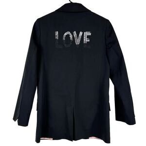 Zadig & Voltaire NWT Viva Love Stretch Cotton Blazer Black Women's Sz 34 (US XS)